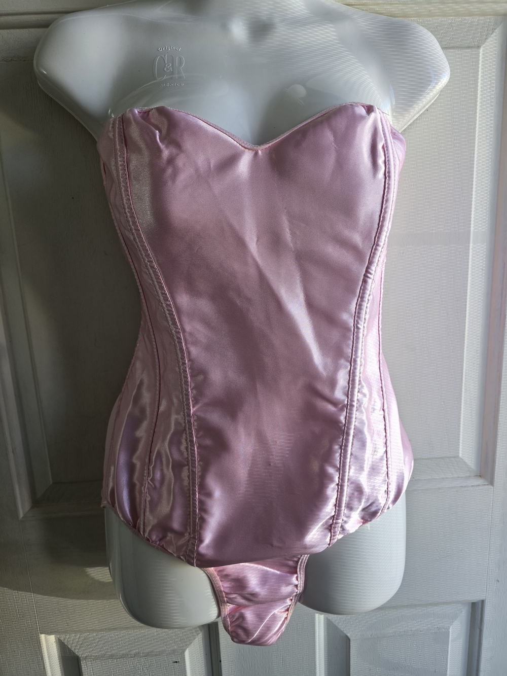 Strapless Satin Pink Bunny Bustier Bodysuit- Elle Woods Vibes